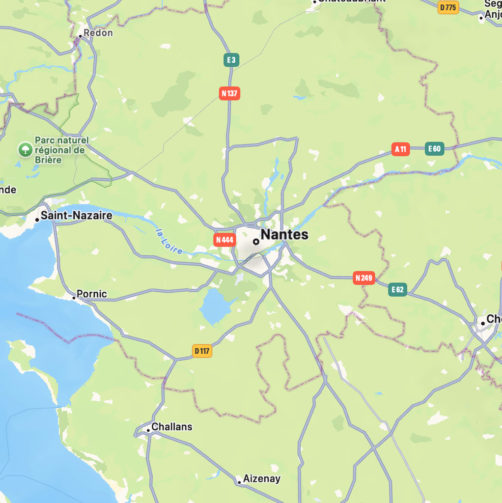 Carte de la région de Nantes