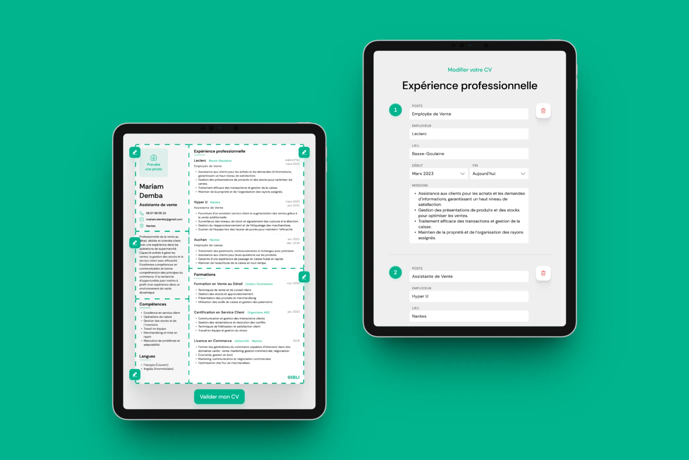 Ciblijob — interface utilisateur